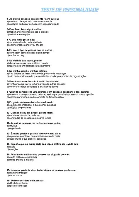 Exemplos de Testes de Personalidade