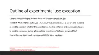 Experimental Use Exception
