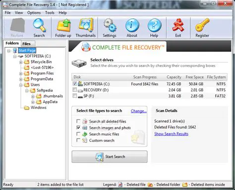 Features of Complete File Recovery