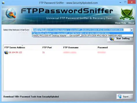 Features of FTP Password Sniffer