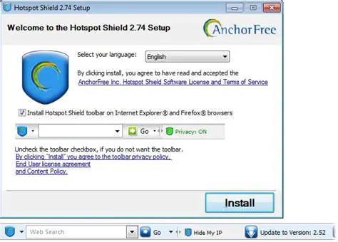 Features of Hotspot Shield Toolbar