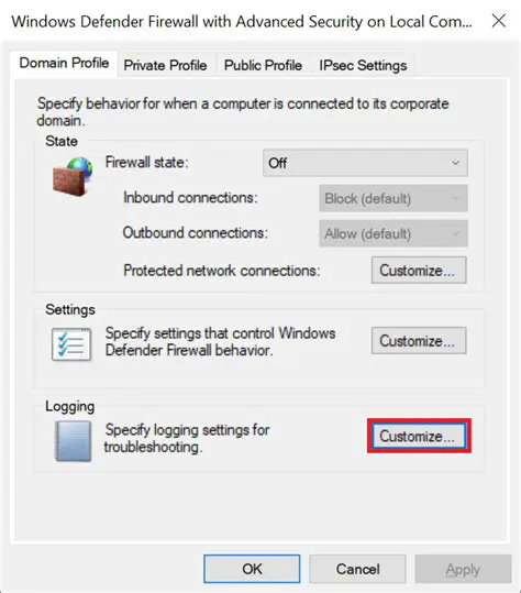 Features of LD2000 Windows Firewall Settings