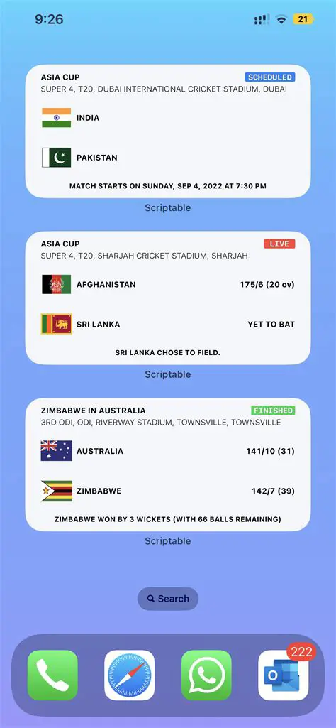 Features of NDTV Cricket Widget