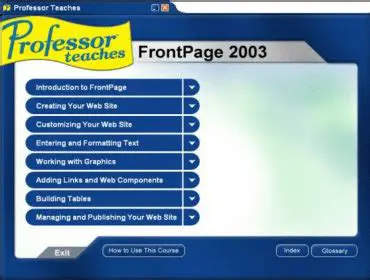 Features of Professor Teaches FrontPage 2003
