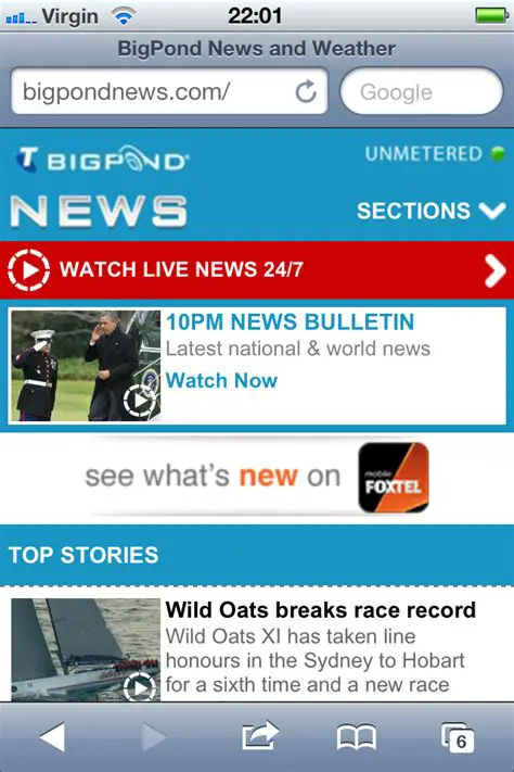 Features of the BigPond News Ticker
