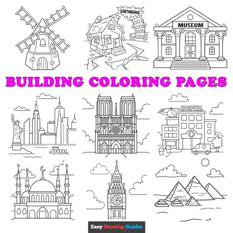 Features of the Buildings Coloring Book