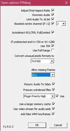 Features of the Virtualdub FFMpeg Input Plugin
