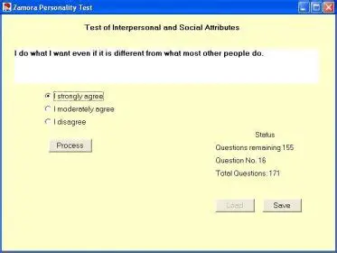 Features of the Zamora Personality Test