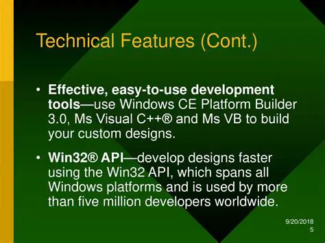 Features of Windows CE Platform SDK for MC1000c50
