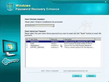 Features of Windows Password Recovery Corporation