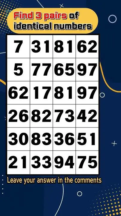 Find pairs of identical numbers