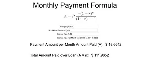 Find the corresponding monthly payment