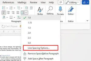 Find the Line Spacing Setting