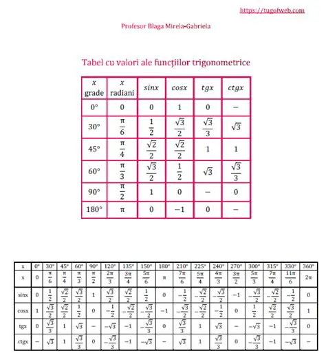 Formule pentru calcularea valorilor din tabel