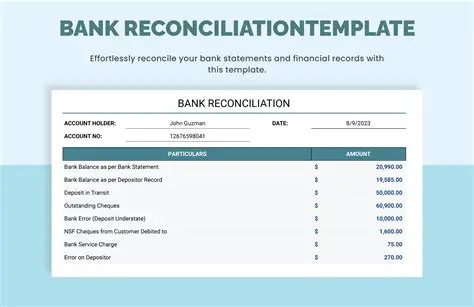 Friendly Bank Reconciliation Worksheet