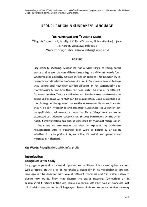 Further study of the types of reduplication in the Karo language