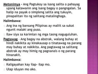 Halimbawa ng Metonimya sa Filipino