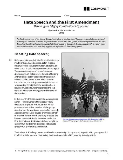 Hate Speech and the 1st Amendment