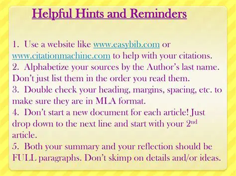 Helpful Hints and Tutorial