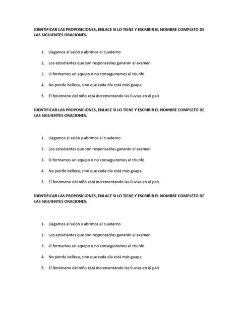 Identificar las proposiciones