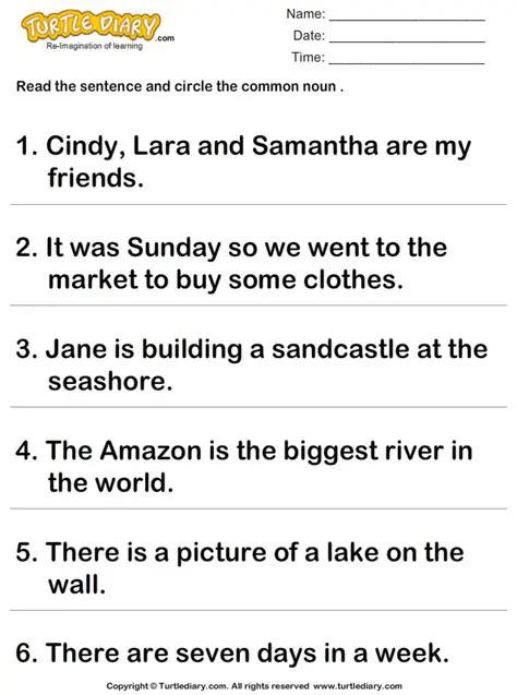 Identifying Common Nouns in Sentences