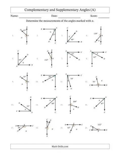 Identifying Complementary Angles