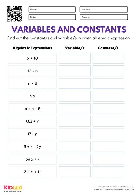 Identifying the Variables and Constants