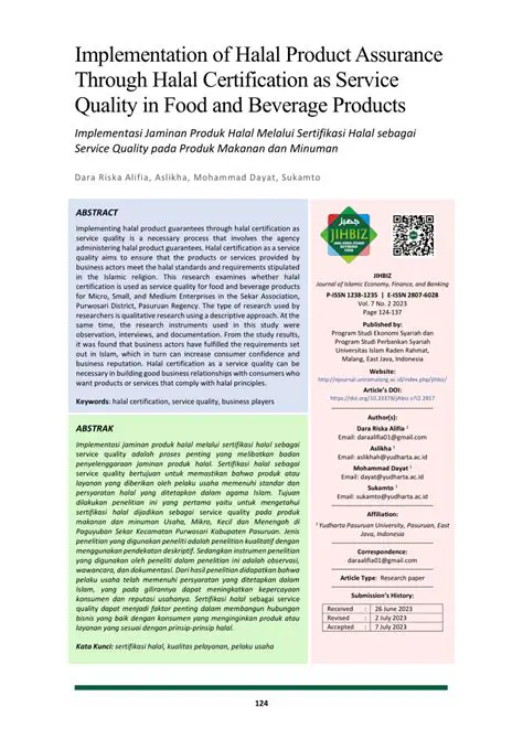 Implementation of a halal guarantee system