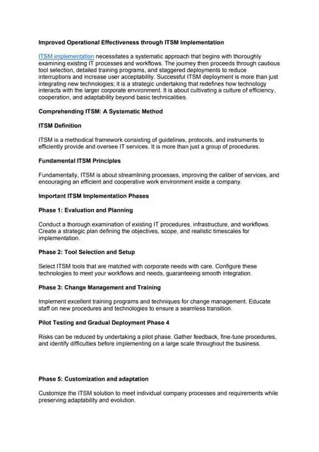 Improved Operational Effectiveness