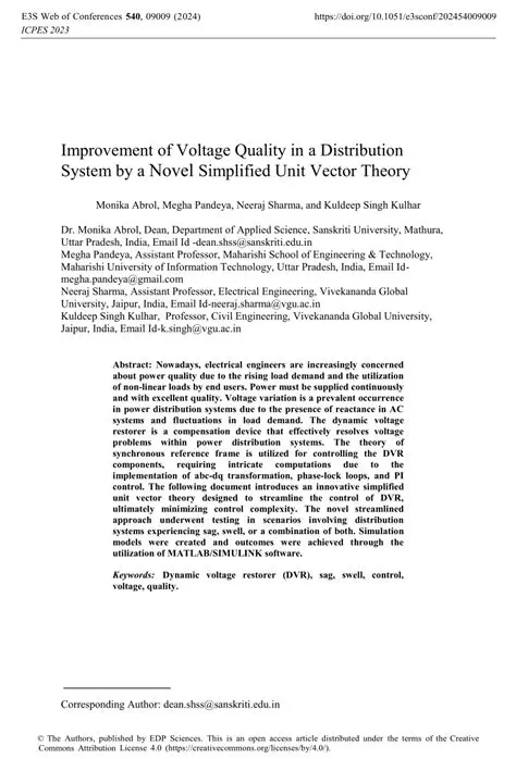 Improvement of voltage quality