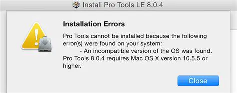 Incompatible software versions