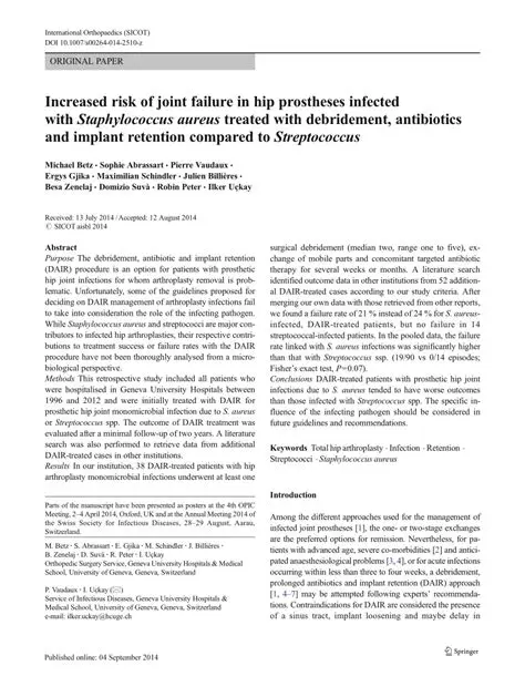Increased risk of joint failure