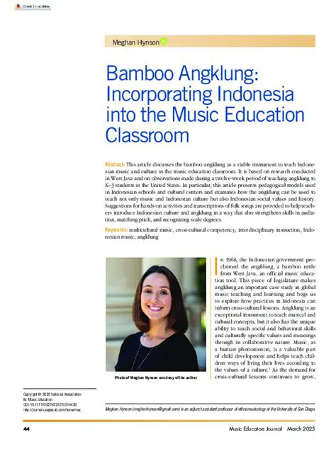 Integrate angklung music learning into the curriculum