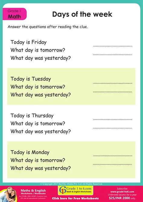 Understanding Weather Patterns with iWeather and Days of the Week Worksheets