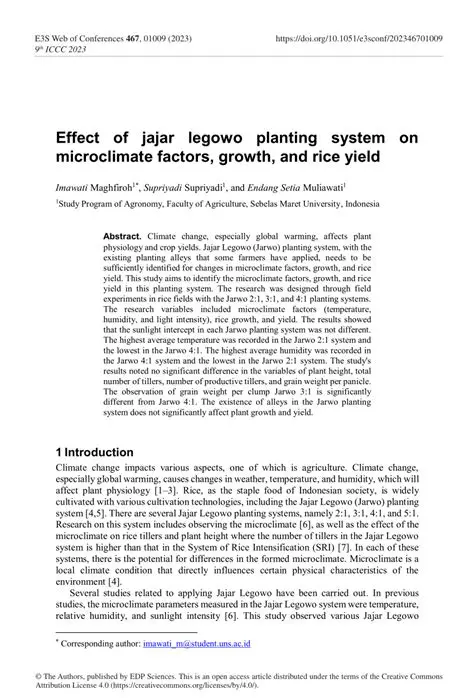 Jajar Legowo Planting System Analysis
