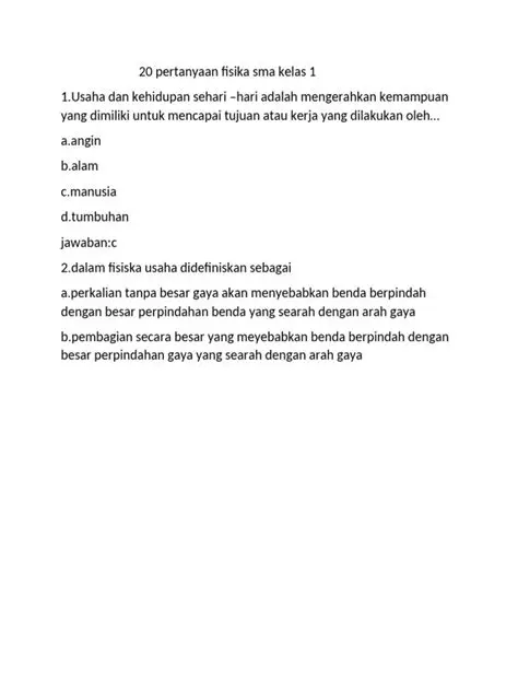 Jawaban dari Pertanyaan Fisika