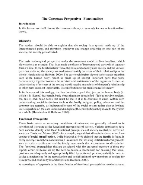 Key Features of a Consensus Perspective