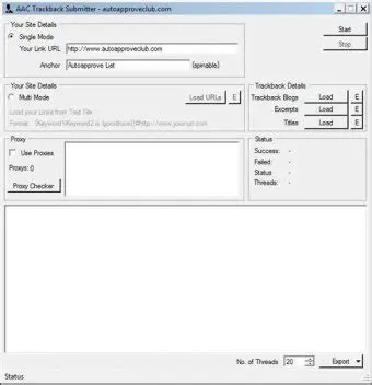 Key Features of AAC Trackback Submitter