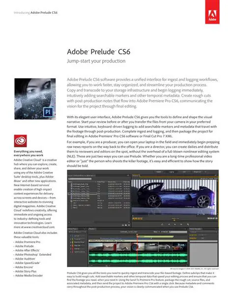 Key Features of Adobe Prelude CS6