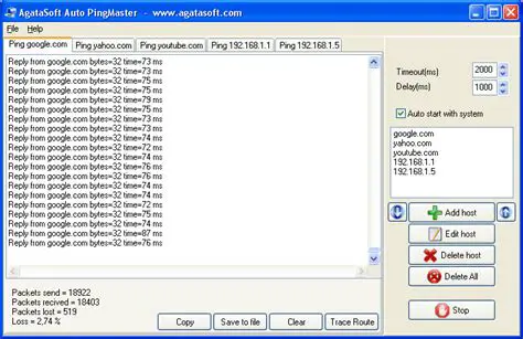 Key Features of AgataSoft Auto PingMaster