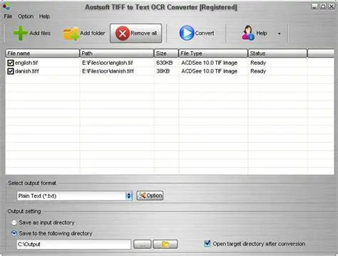 Key Features of Aostsoft TIFF to Text OCR Converter
