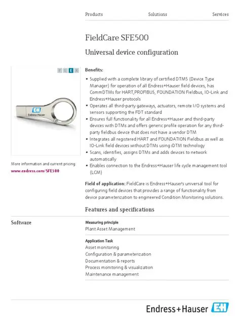 Key Features of FieldCare SFE500