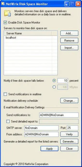 Key Features of NetWrix Disk Space Monitor