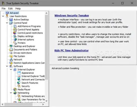 Key Features of PC Security Tweaker