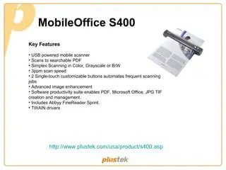 Key Features of Plustek MobileOffice S420