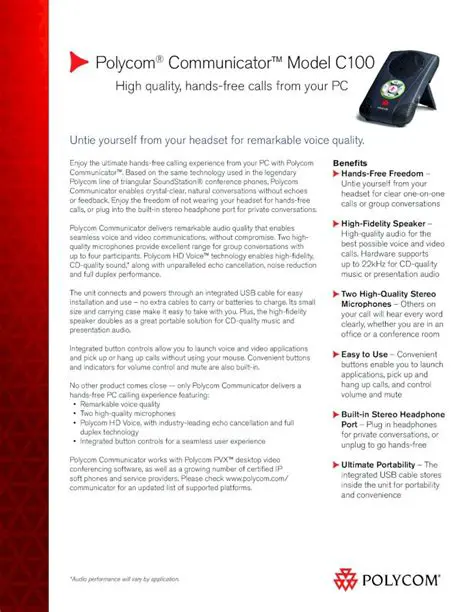 Key Features of Polycom Communicator C100