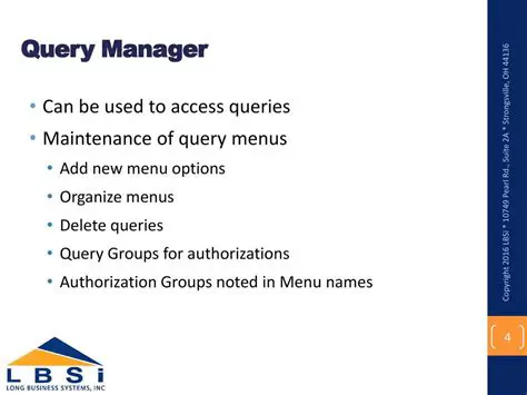 Key Features of Query Manager
