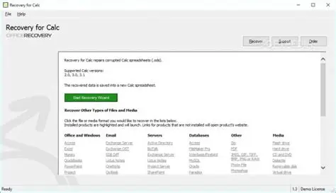 Key Features of Recovery for Calc