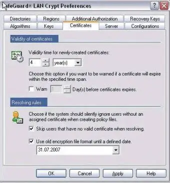 Key Features of SafeGuard LAN Crypt Client