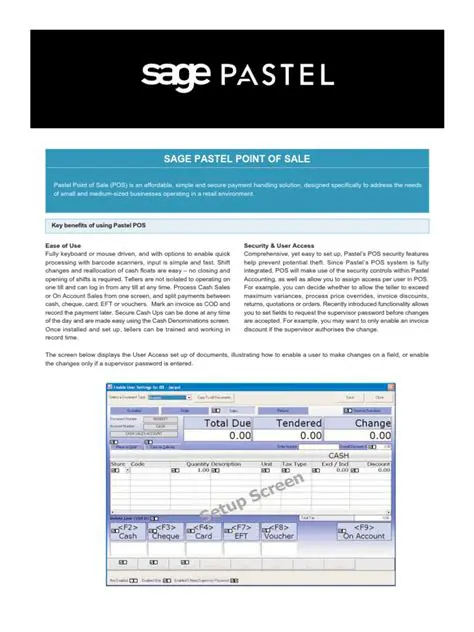 Key Features of Sage Pastel Point of Sale